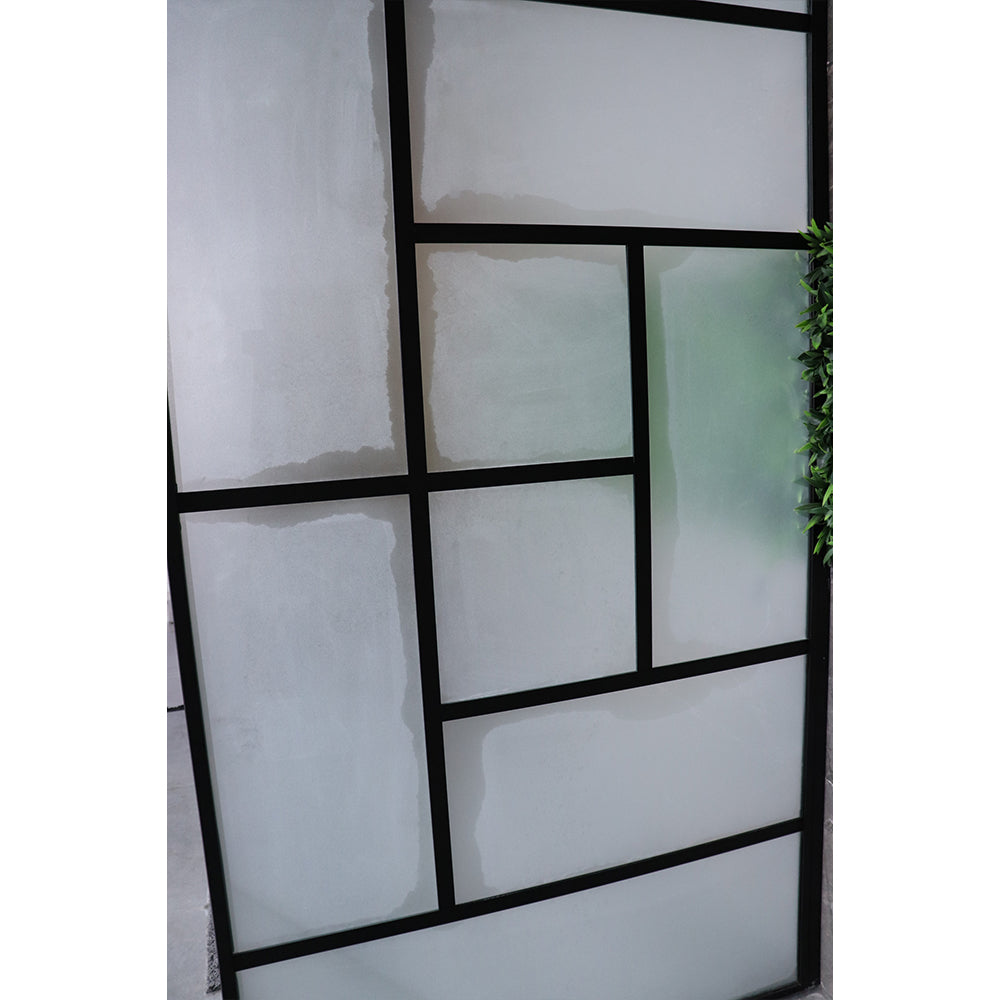 Black Frame Frosted Glass Shower Enclosure- Fixed