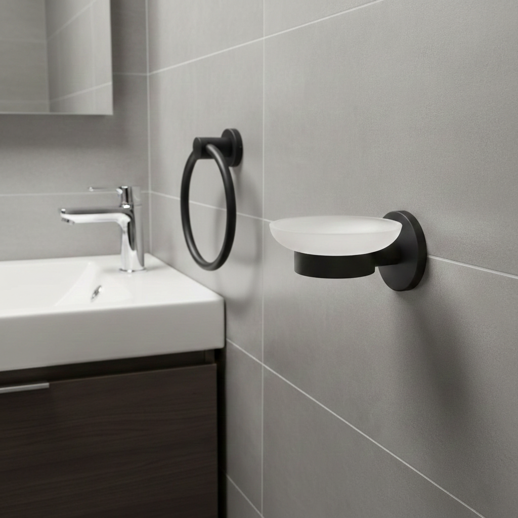 Matte Black Finish Towel Ring-8732