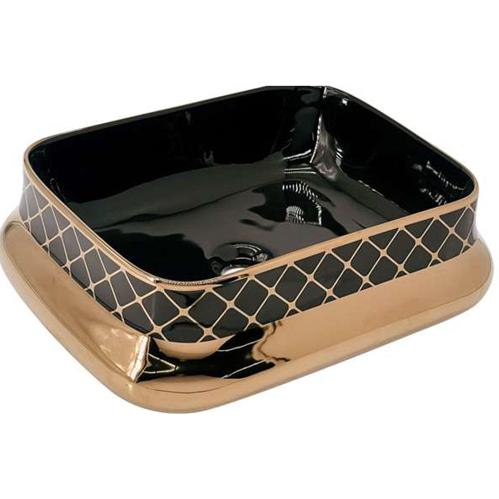 Black with rose gold Glossy Designer Wash Basin