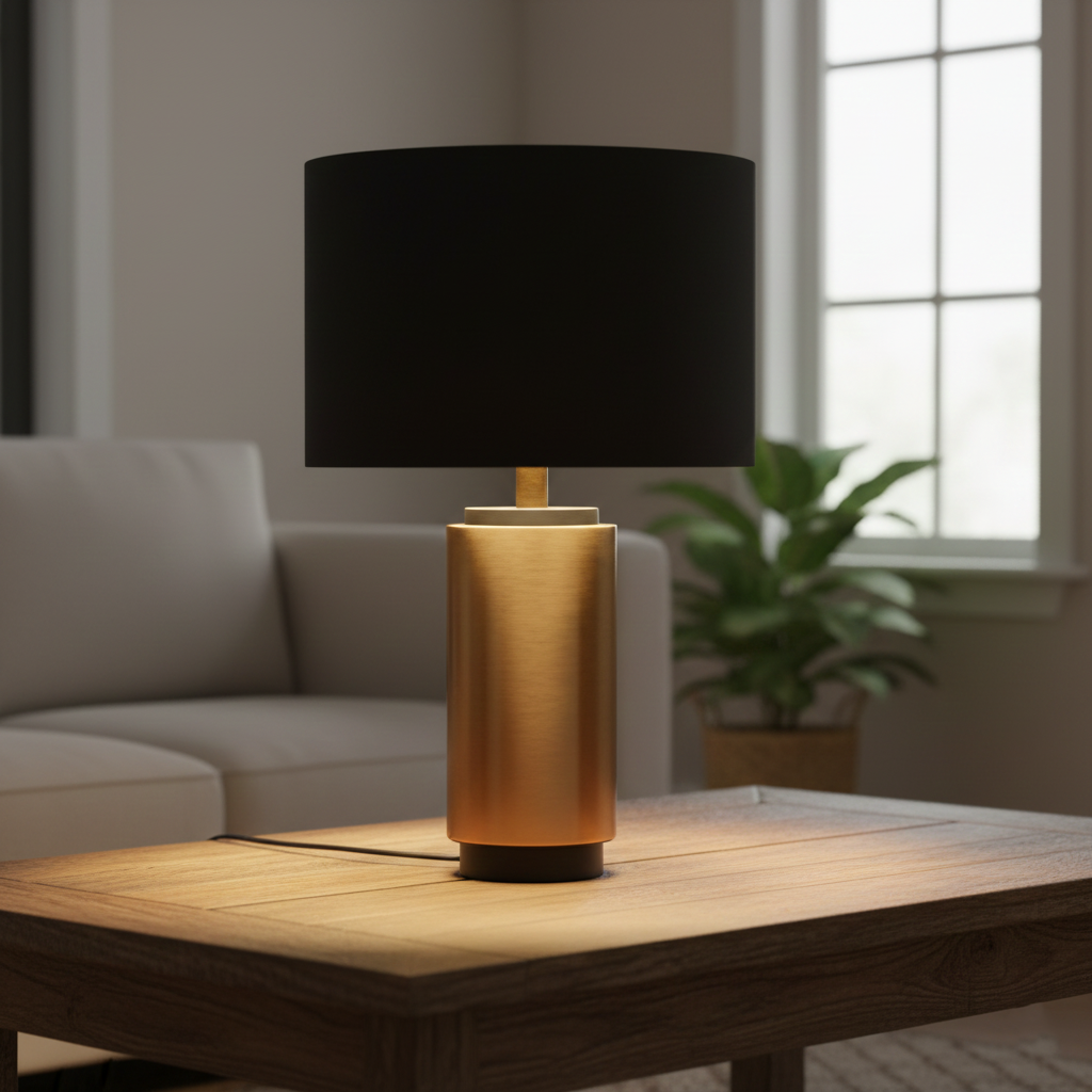 Gold Finish With Black top Table Lamp-LK-22293
