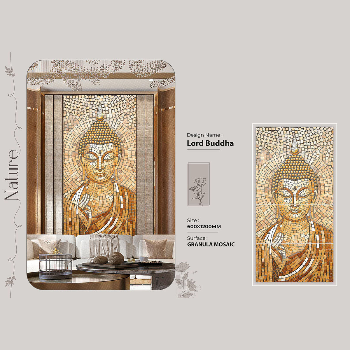 Lord Buddha Granula Mosaic Tile