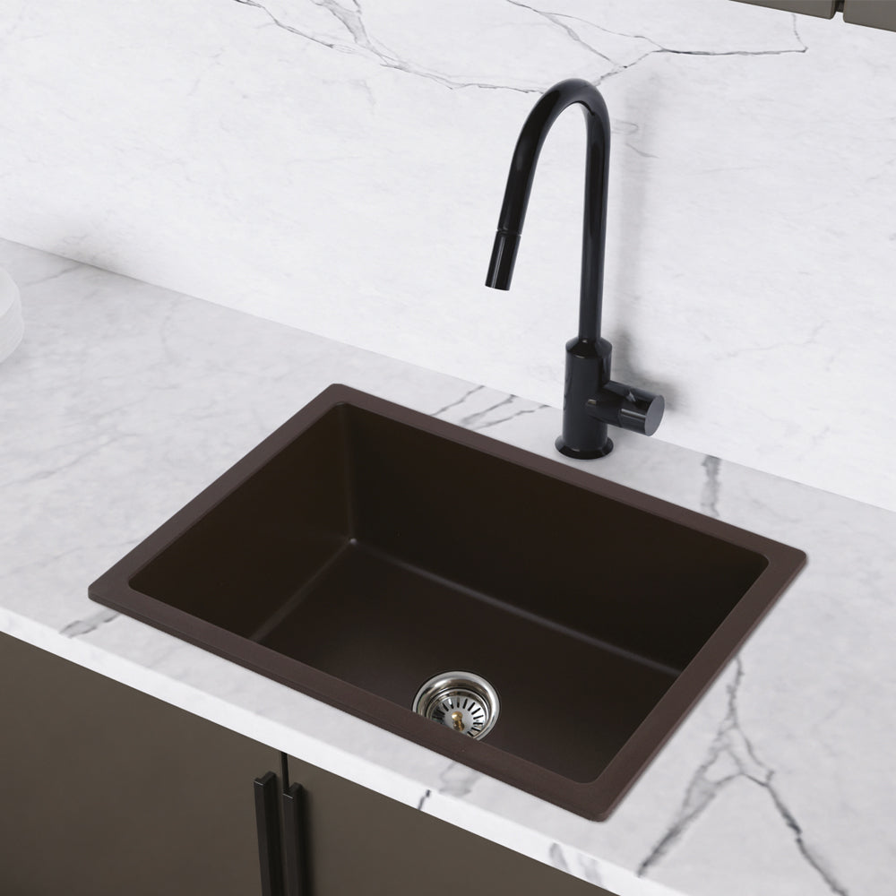 Snow Granite Coral Quartz Sink