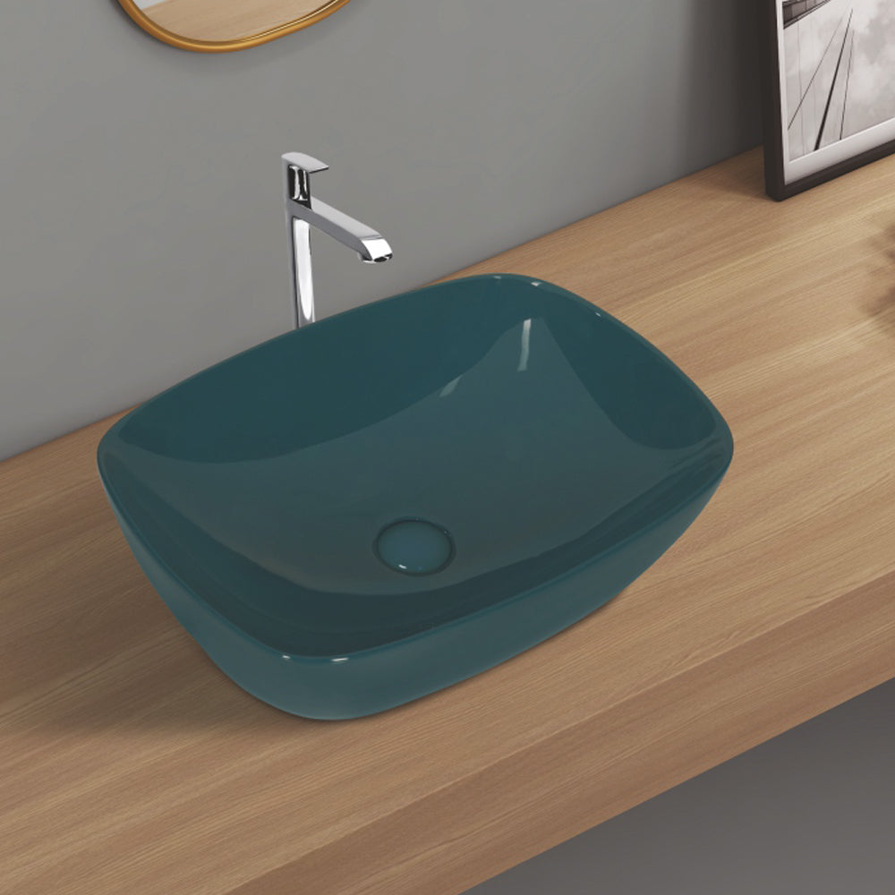 NILCORE TITANIUM FORESTA GREEN GLOSSY TABLE TOP BASIN