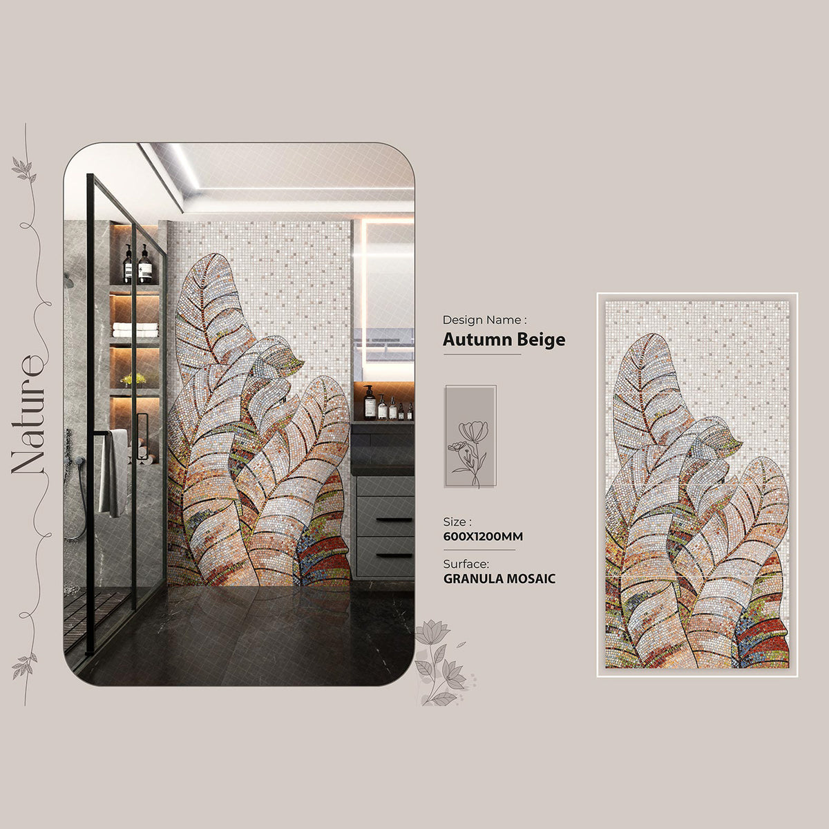 Autumn Beige Granula Mosaic Tile