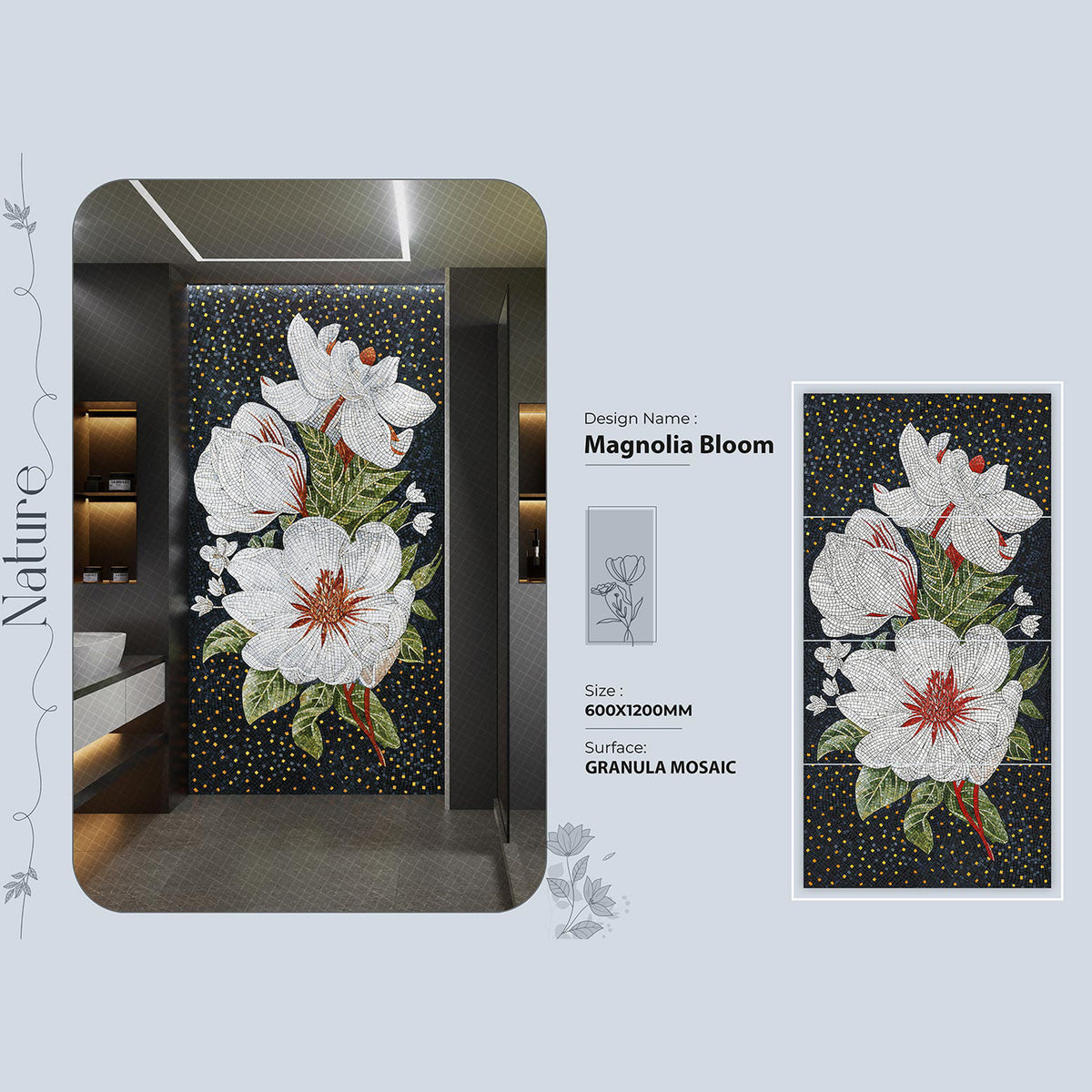 Magnolia bloom Granula Mosaic Tile