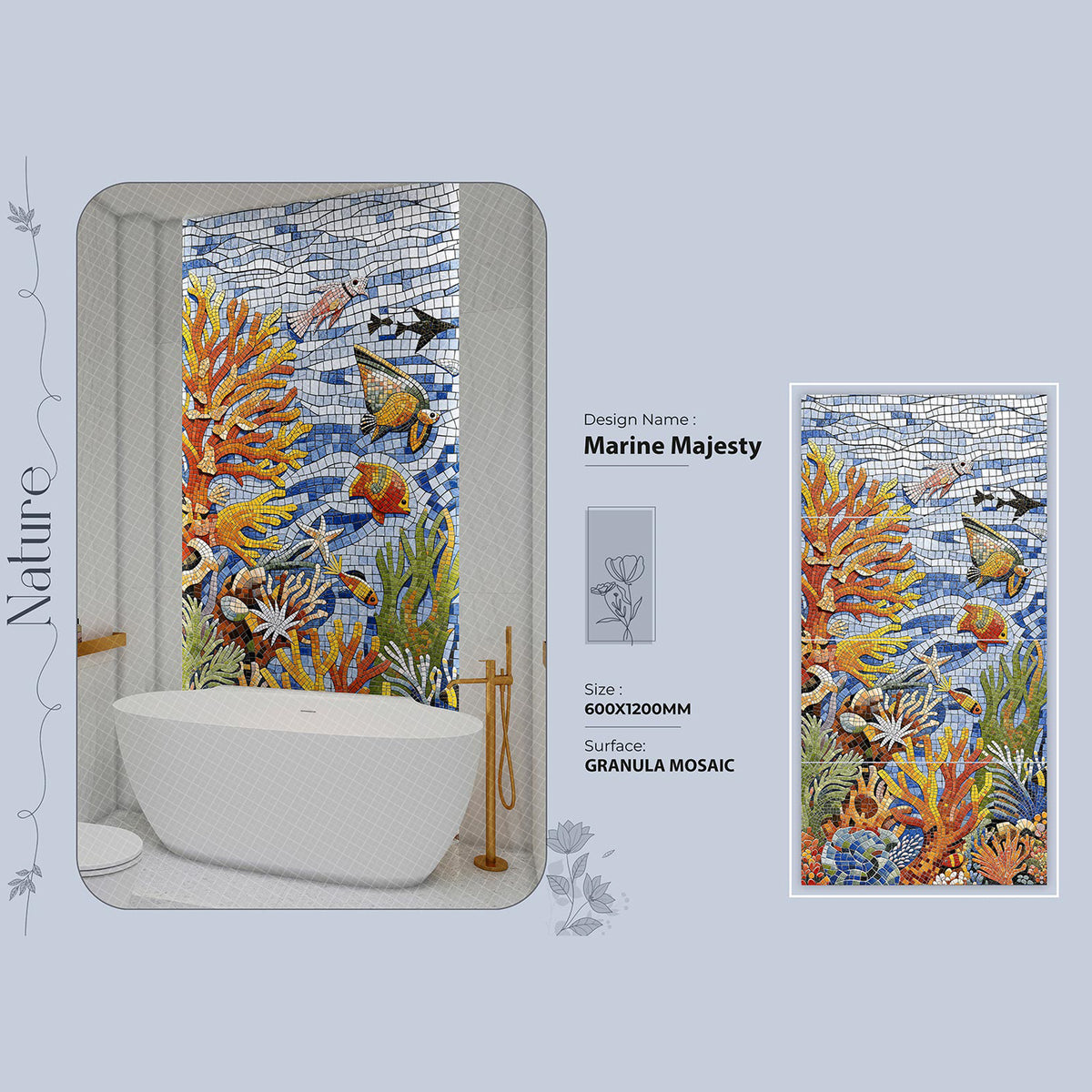 Marine majesty Granula Mosaic Tile