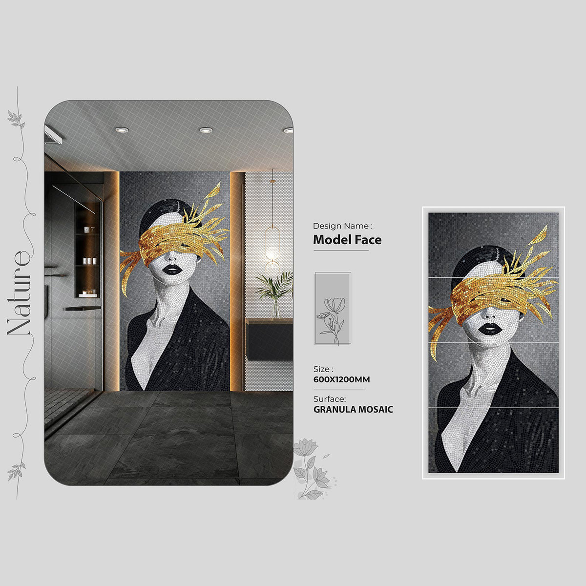 Model Face Granula Mosaic Tile