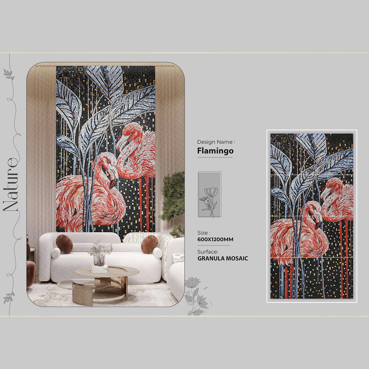 Flamingo Granula Mosaic Tile