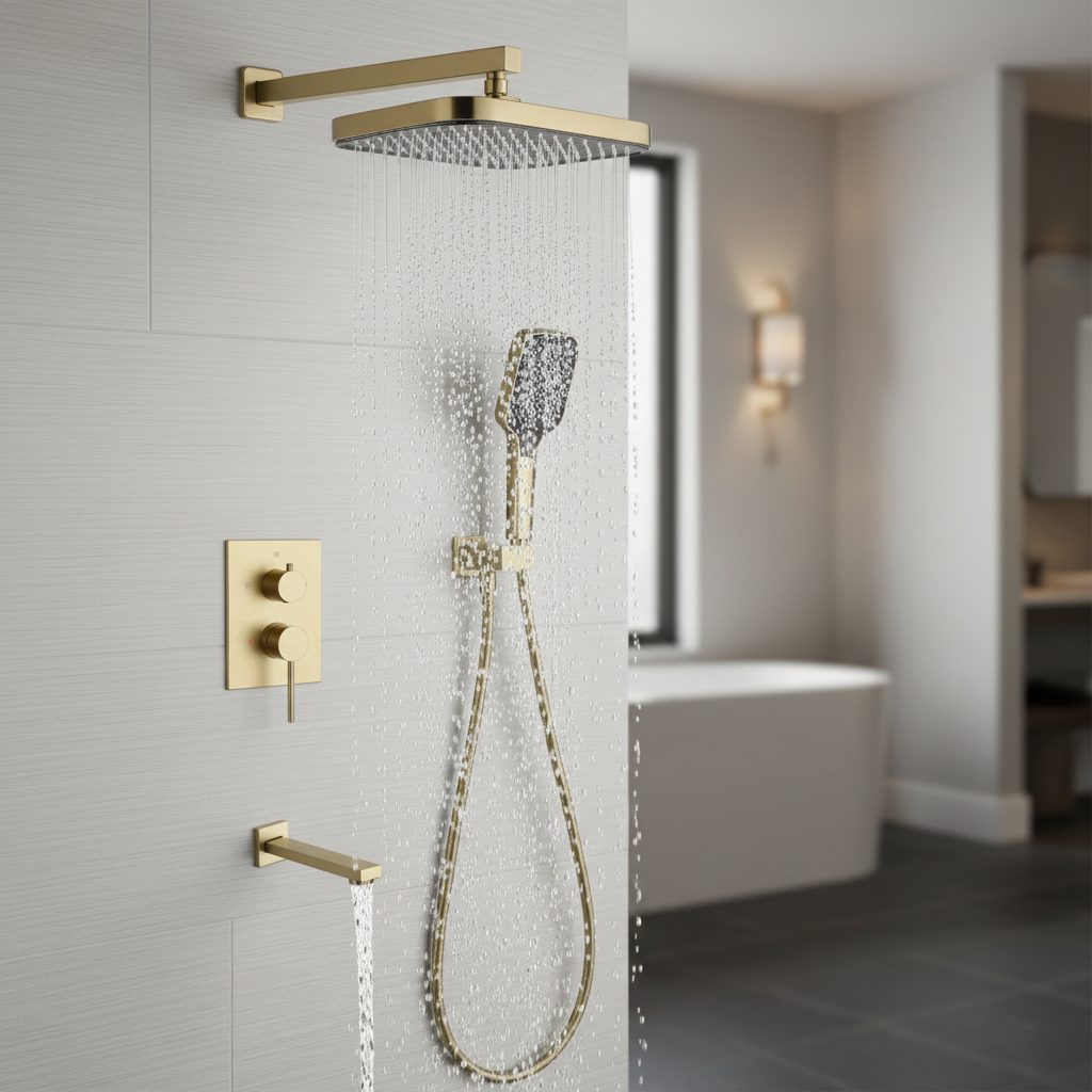 Gold Finish 3 Functions shower concealed shower
