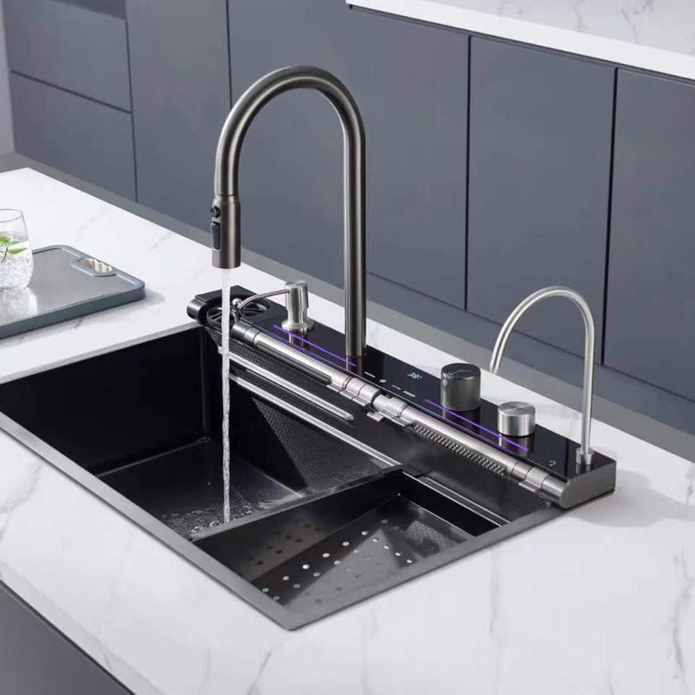 Gun Grey Finish Stainless Steel Smart Sink-EMY7546-1