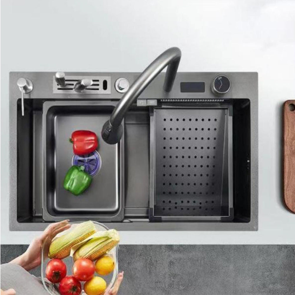 Gun Grey Finish Stainless Steel Smart Sink-ESX7546-2