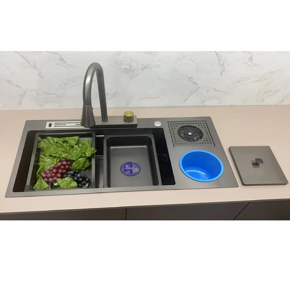 Gun Grey Finish Stainless Steel Smart Sink-EXB7546-1
