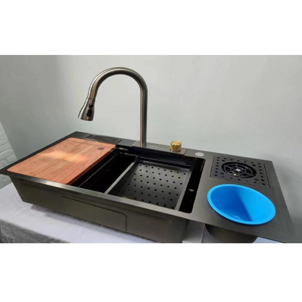 Gun Grey Finish Stainless Steel Smart Sink-EXB7546-1
