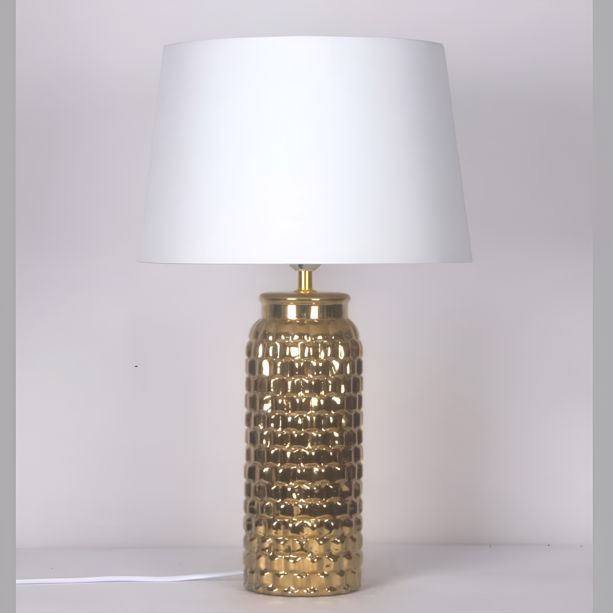 Silver Finish With white top Table Lamp-LK-24020