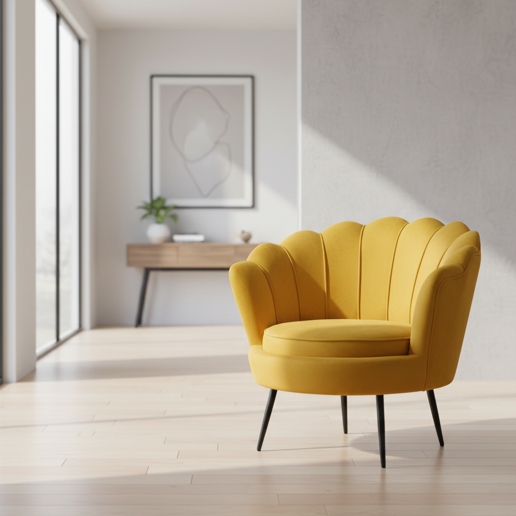 Dark Gold Velvet Chair with Black Metal Legs