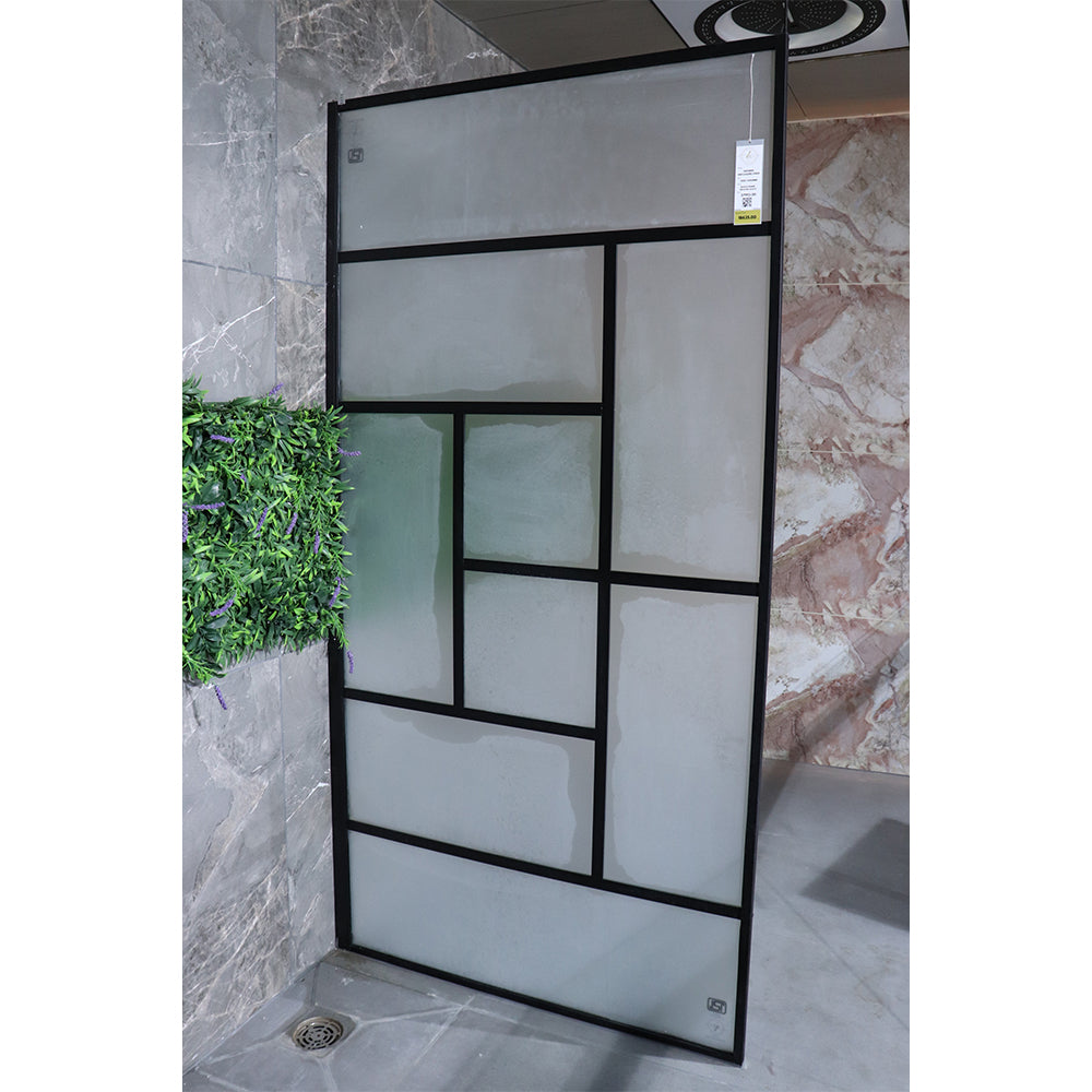 Black Frame Frosted Glass Shower Enclosure- Fixed