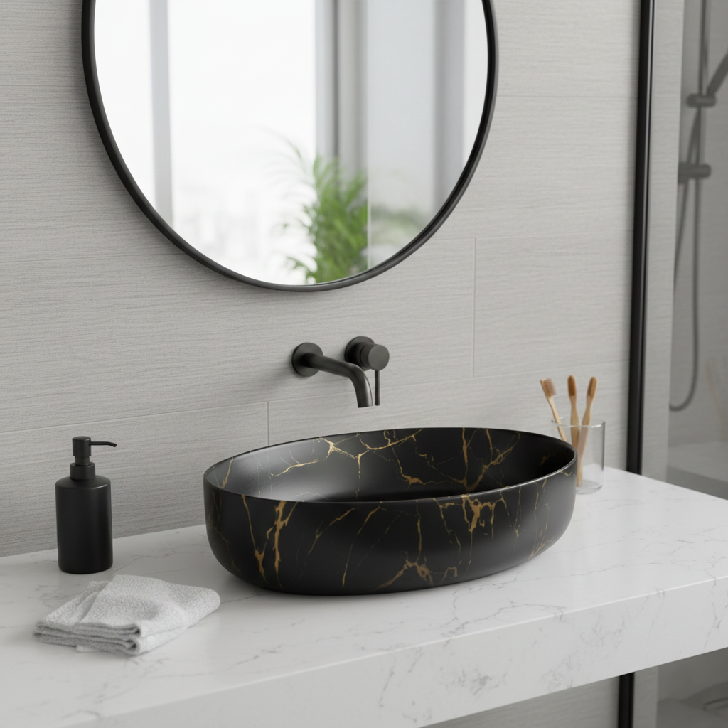 Black Matt Marble Designer Wash Basin