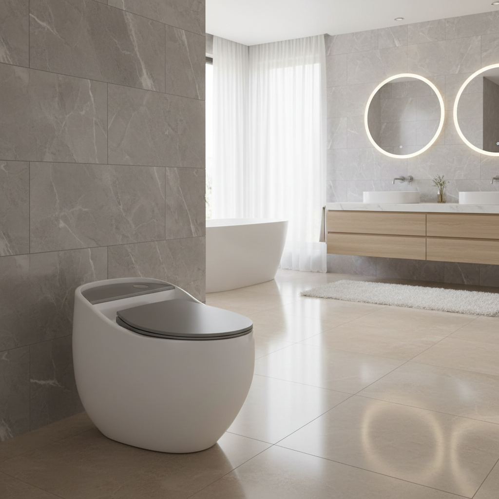 WHITE & GREY GLOSSY ONE PIECE WASH DOWN