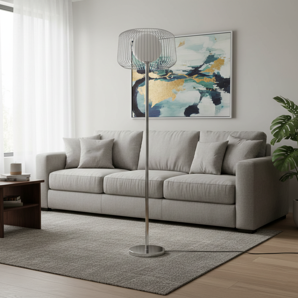 Chrome finish with White Top Designer Lamp