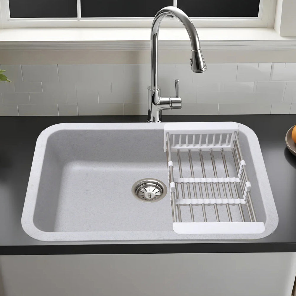 Snow Granite Coral Quartz Sink