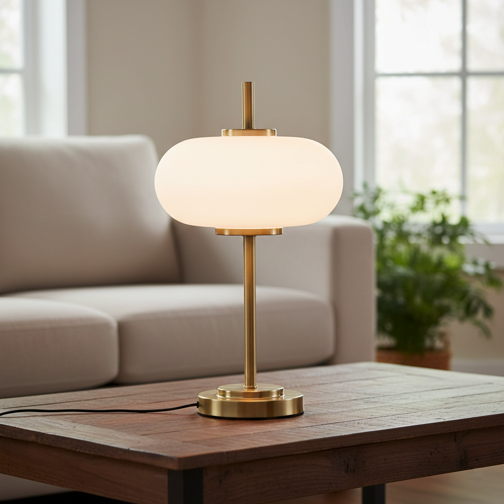Gold Finish With White top Table Lamp-LK-23688