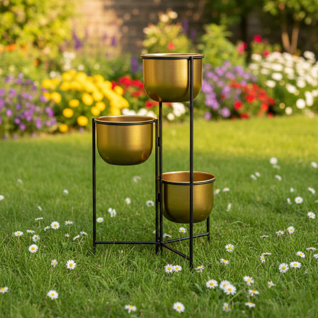 Gold Finish Plant Stand