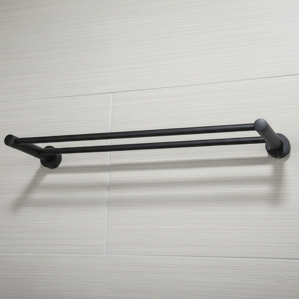 Matte Black Double Towel Bar-8725