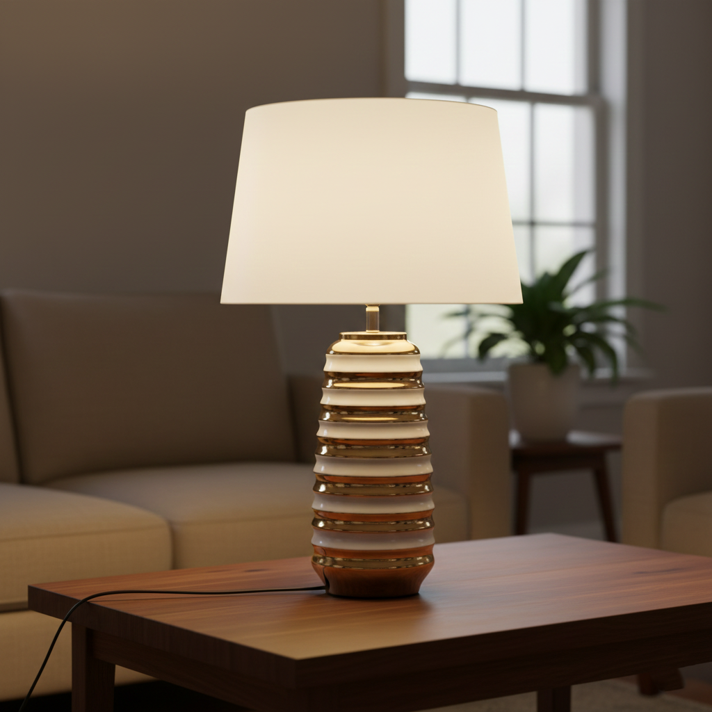 Gold Finish With white top Table Lamp-LK-24240