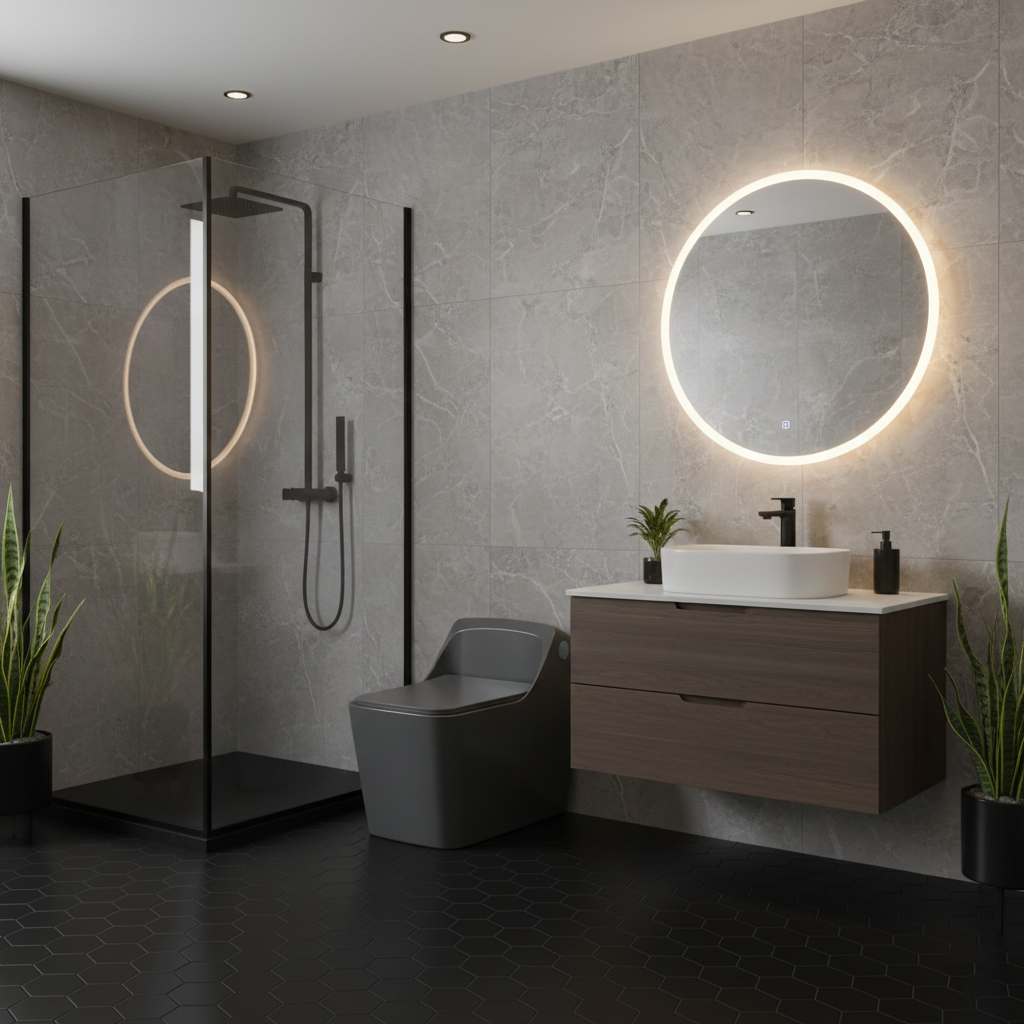 GREY GLOSSY ONE PIECE WASH DOWN