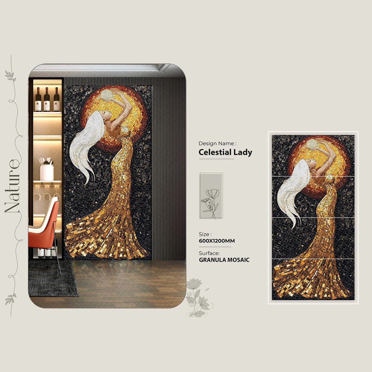 Celestial lady Granula Mosaic Tile