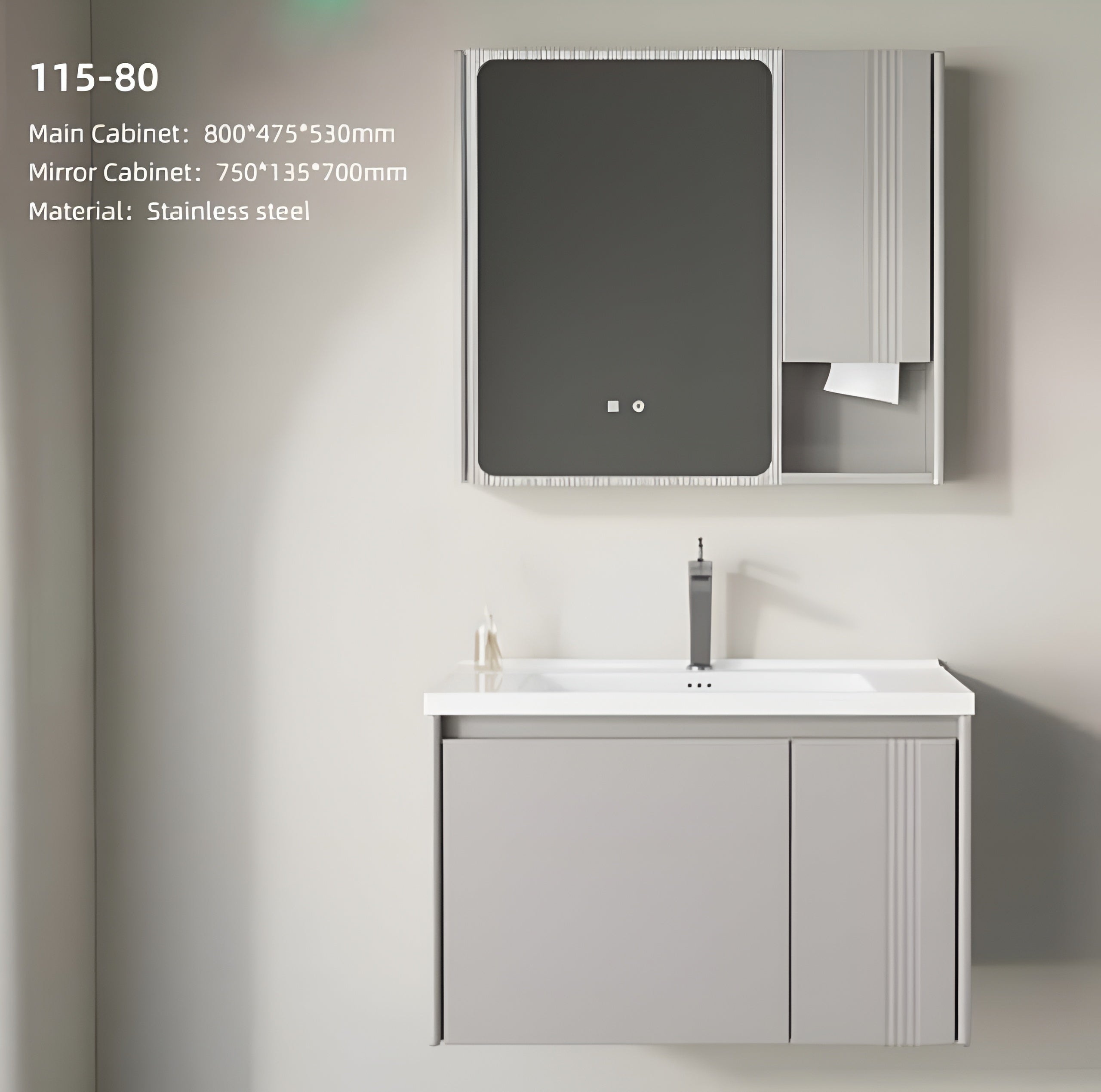 Stainless Steel Vanity Unit-115-80