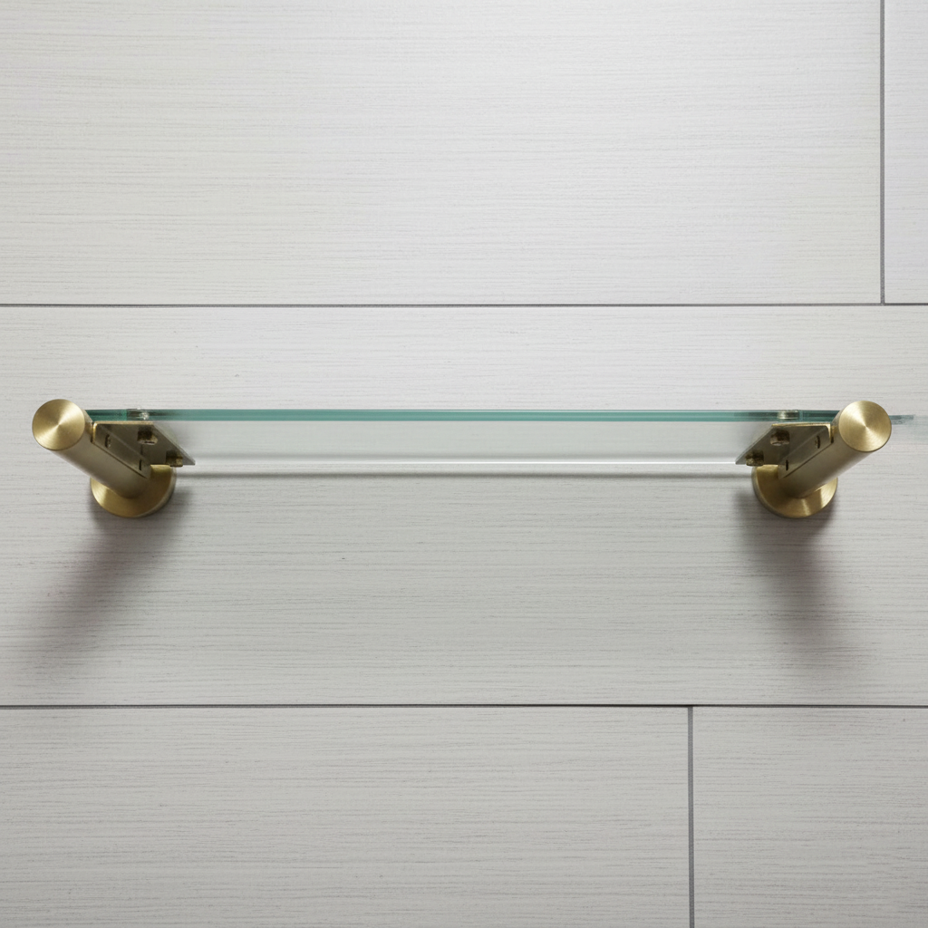 Brush Gold Finish Glass Shelf-8737