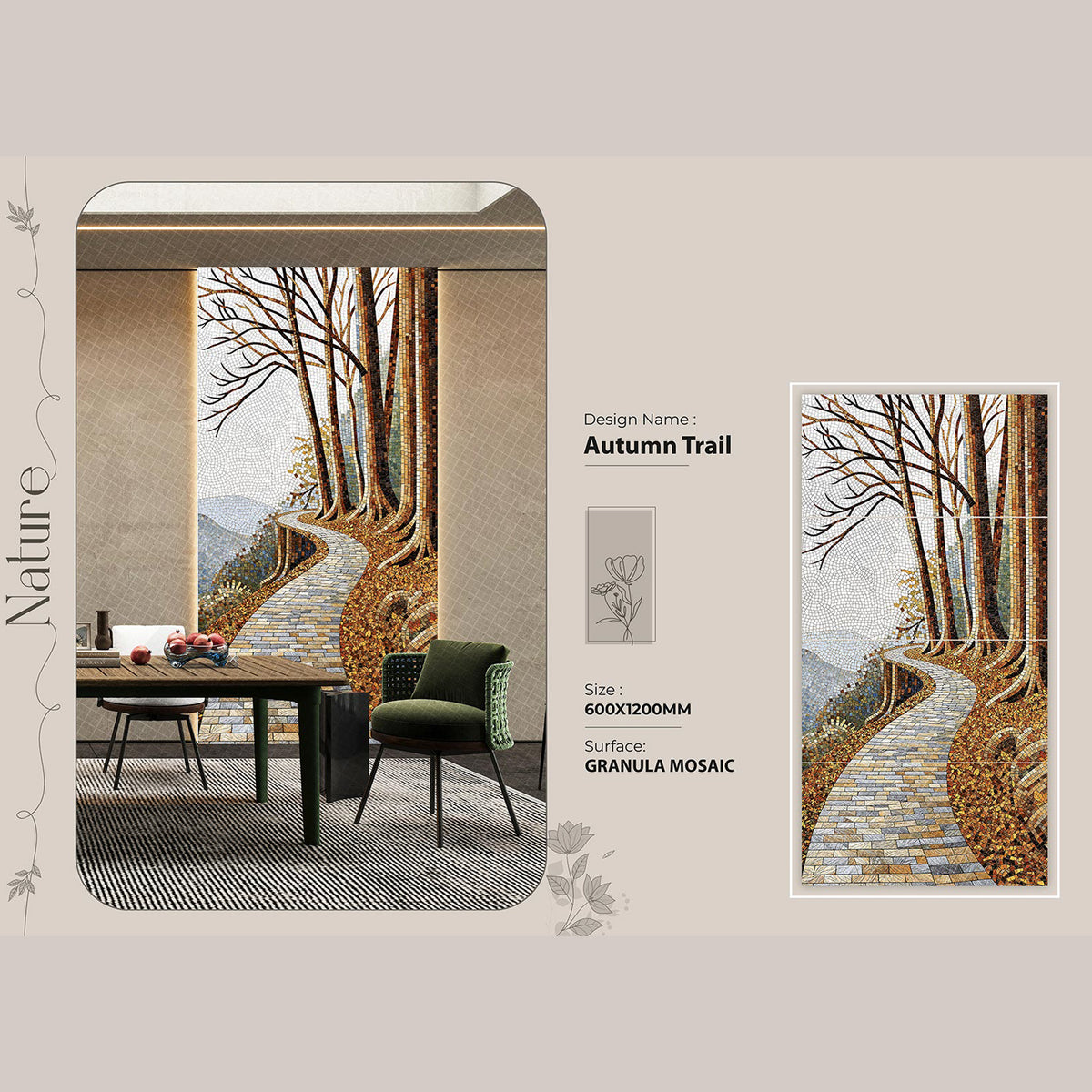 Autumn Trail Granula Mosaic Tile
