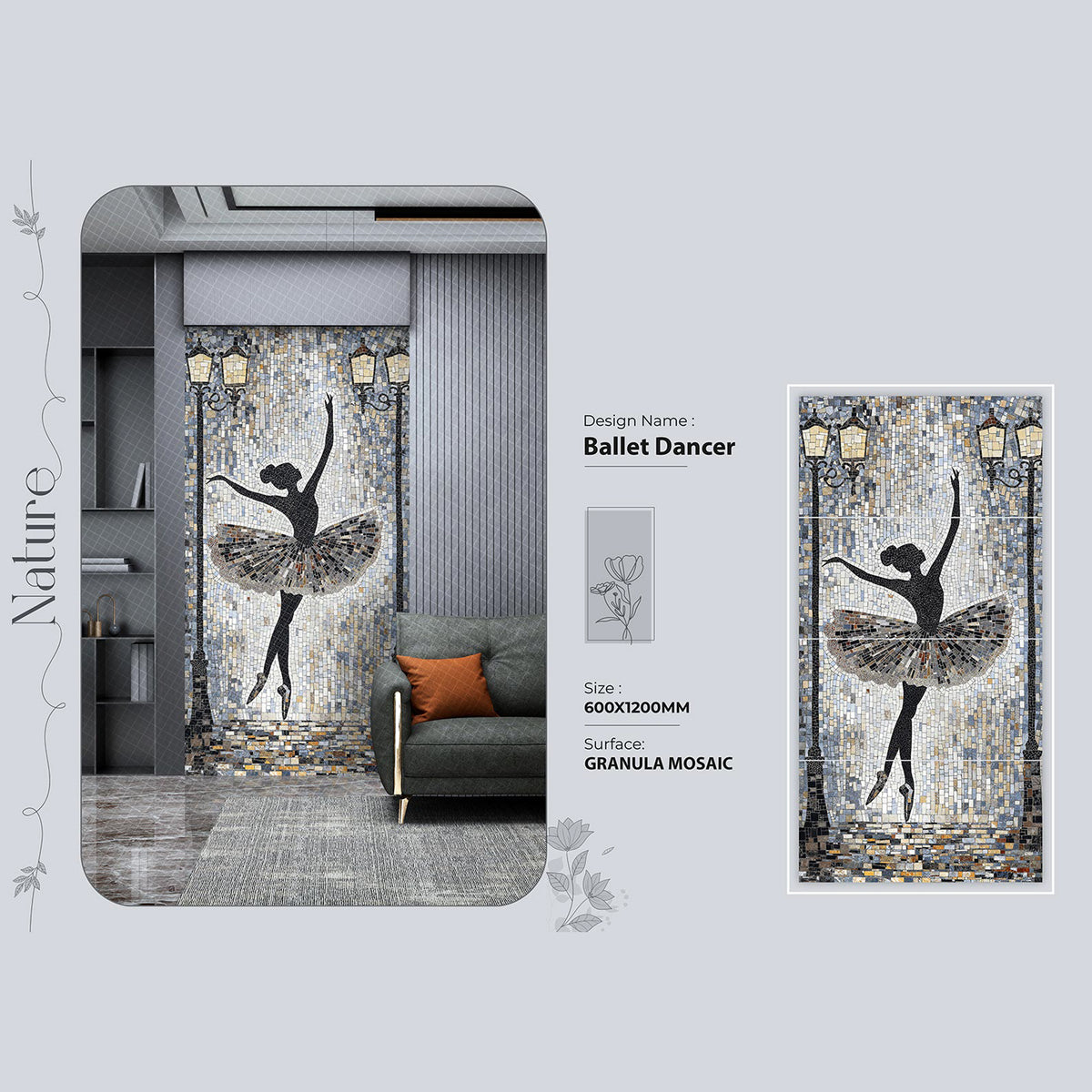 Ballet Dancer Granula Mosaic Tile