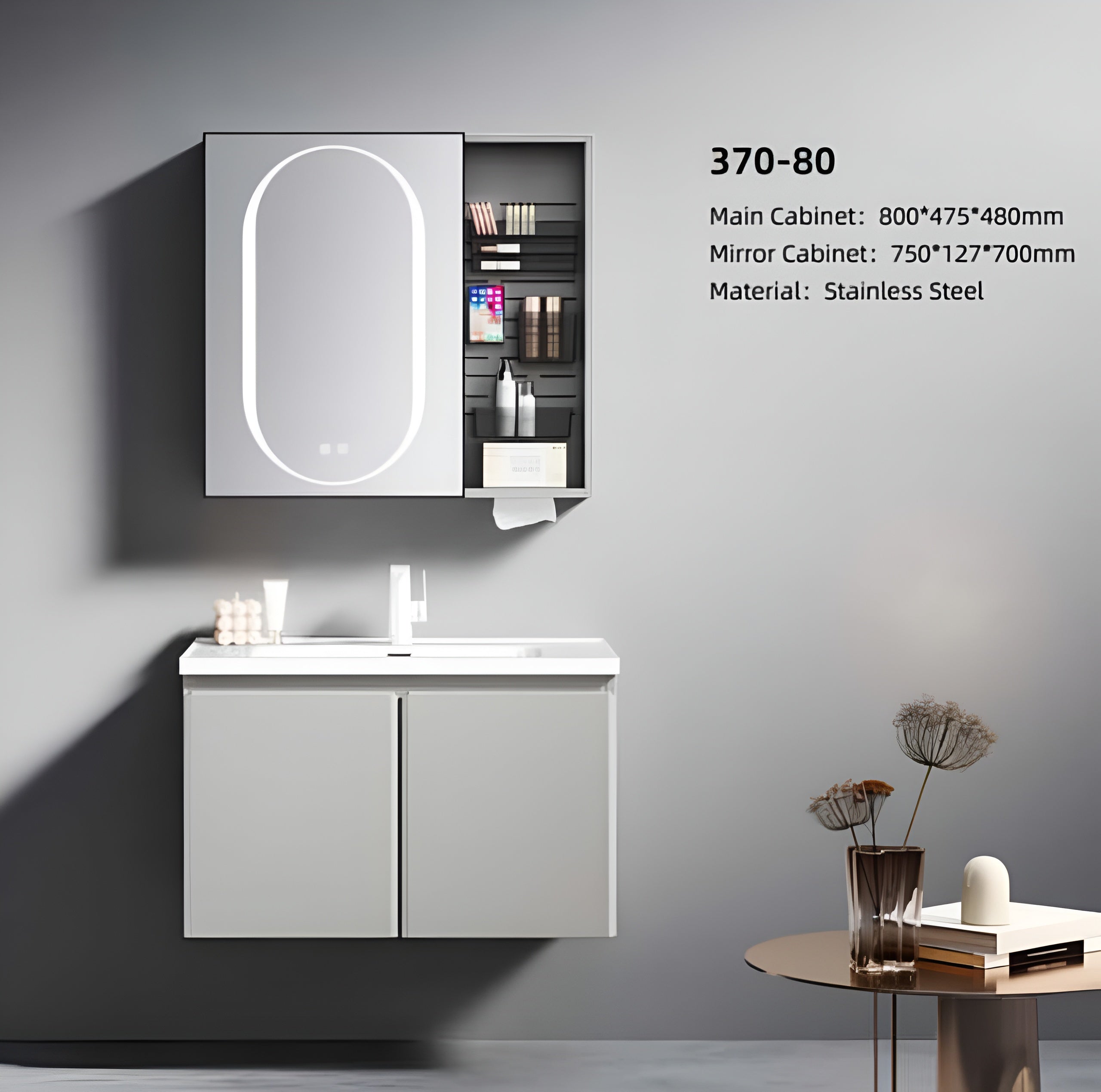 Stainless Steel Vanity Unit-370-80