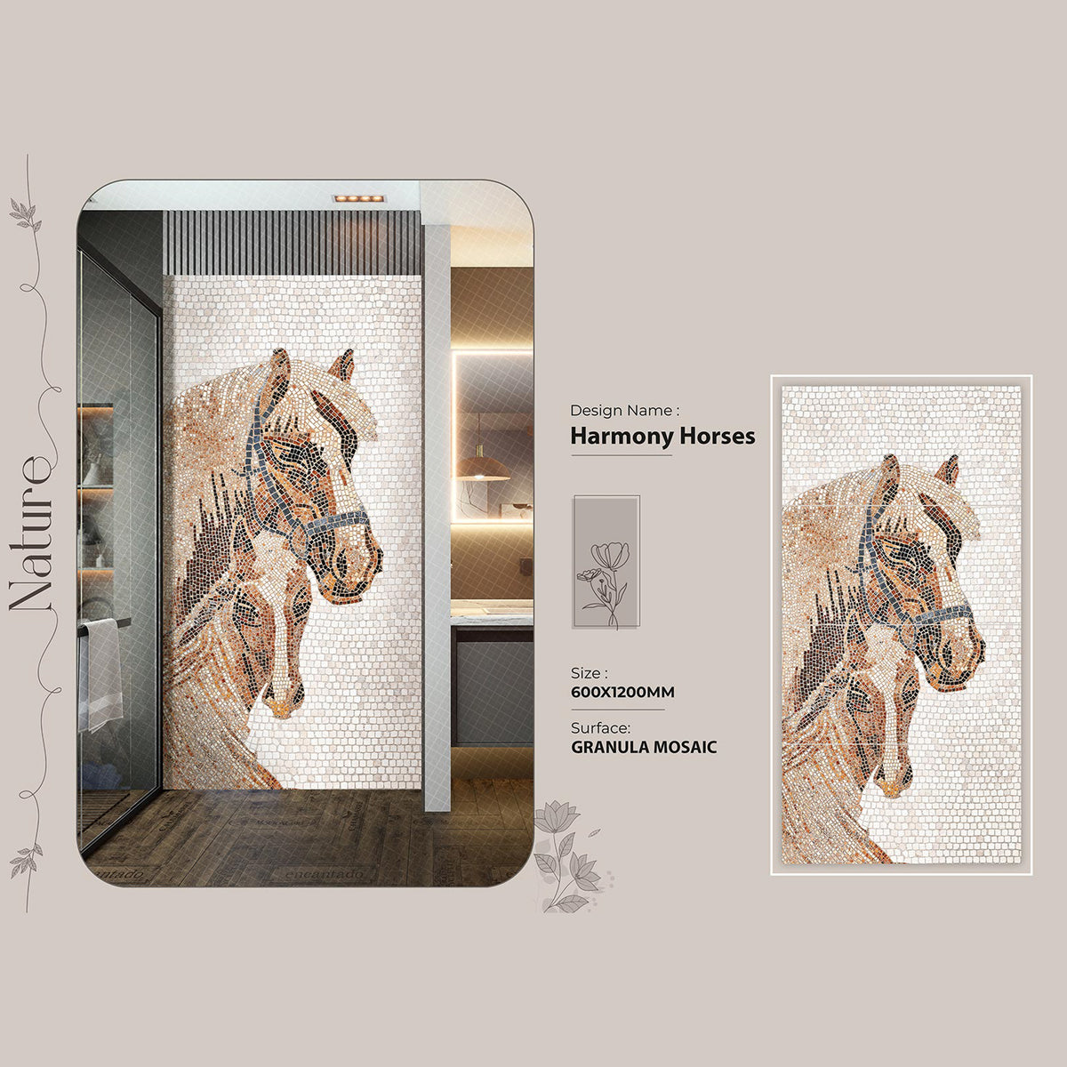 Harmony horses Granula Mosaic Tile
