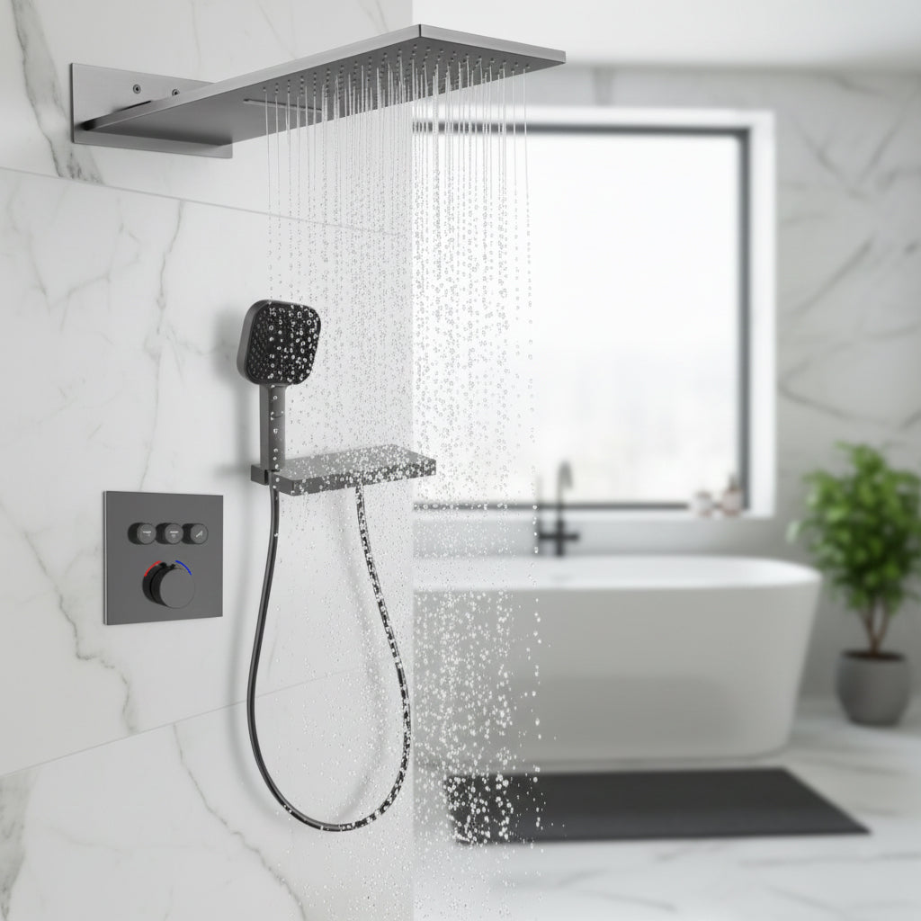 Gun grey Finish 3 Functions shower thermostatic shower