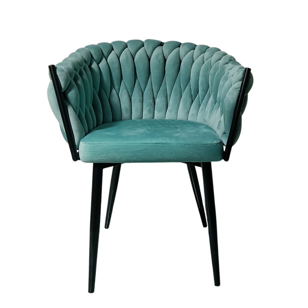 Green Velvet Chair with Gold Metal Legs