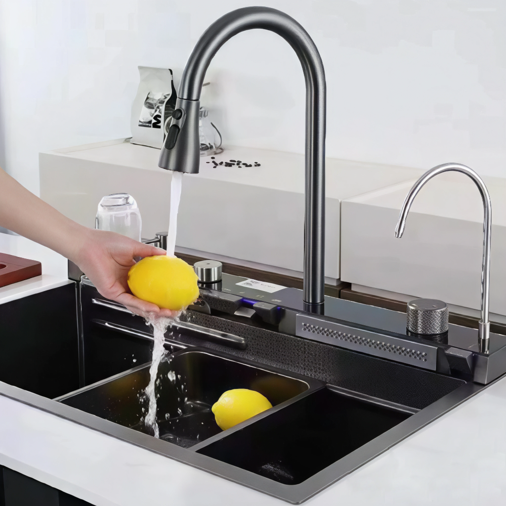Gun Grey Finish Stainless Steel Smart Sink-EJY7546-1