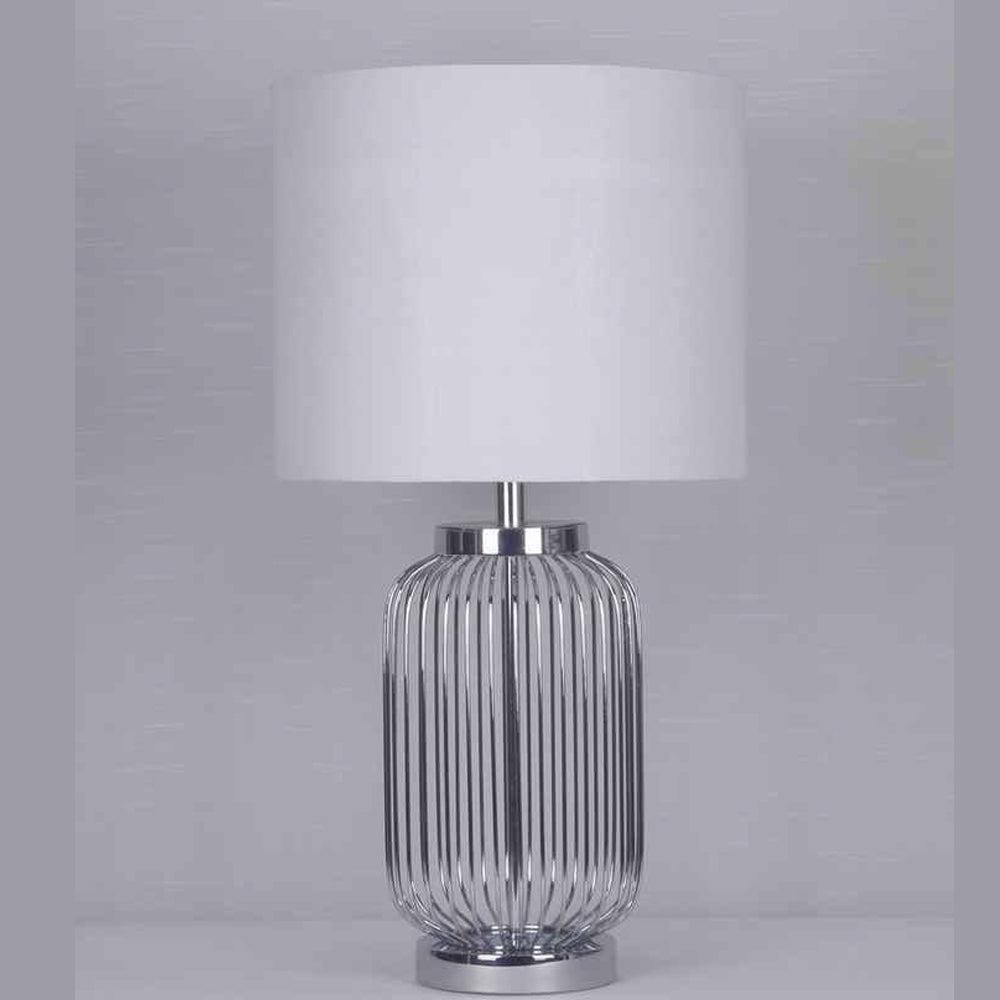 Silver Finish With white Top Table Lamp