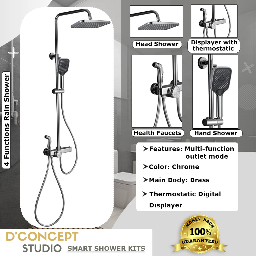 4 Functions Waterfall Top Rain Shower